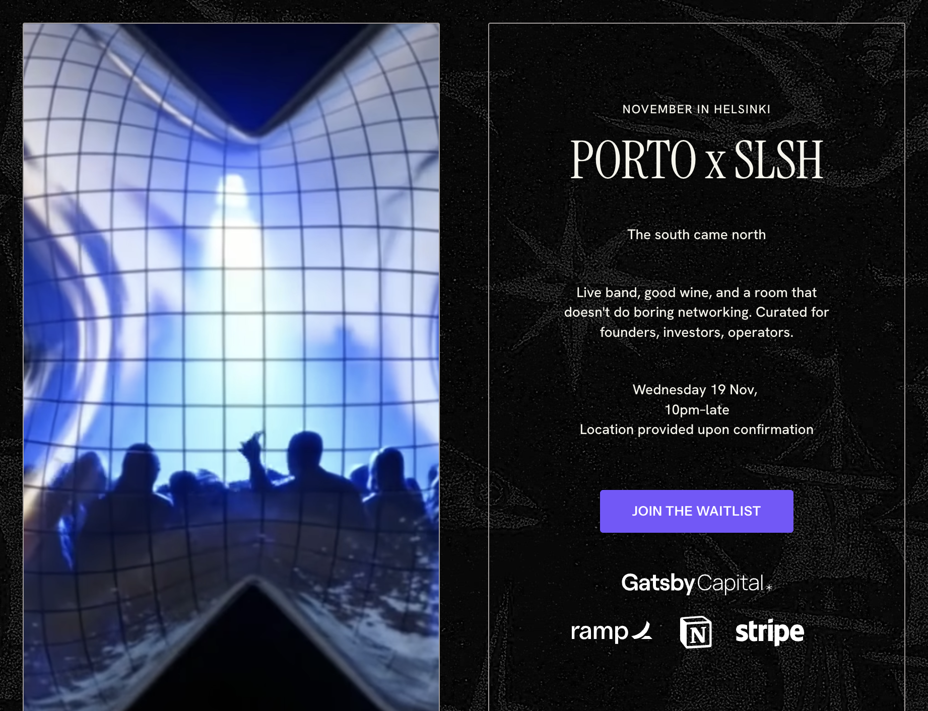 Screenshot of an example event that is an 'apply to attend` event